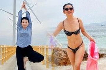 "Mỹ nhân thập niên 90" Mỹ Uyên gợi cảm, trẻ đẹp ở tuổi U50 nhờ tập yoga